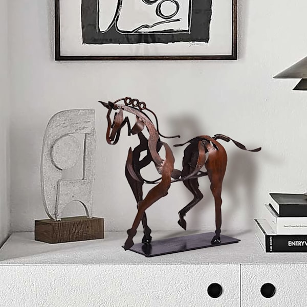 Kunst Metal Hest Statue Dekoration 100% Håndlavet Moderne Hest Skulptur