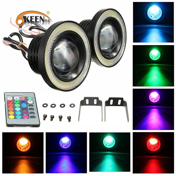 2 kpl 7,6 cm tehokkaat universaali ajovalot - LED-rengas \"Angel eye\"