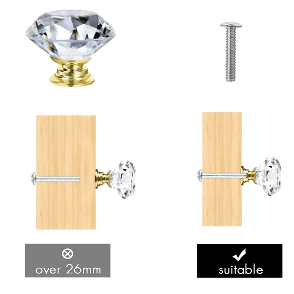 10 stk. Dørgreb Knapper Transparent Diamant Krystal Glas Do
