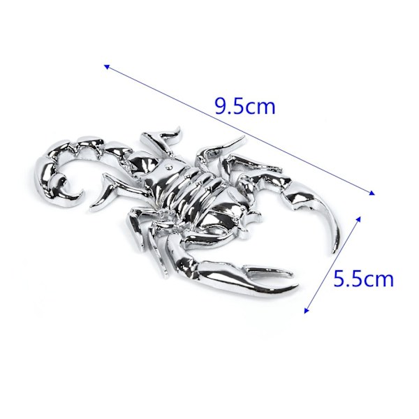 1 st Chrome Metal Badge Emblem Silver Scorpion 3D Bil Baklucka