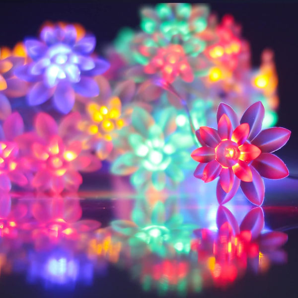 Batteridrevet strenglampe med 6m 40 LED lotus-feelyse, 8-mode