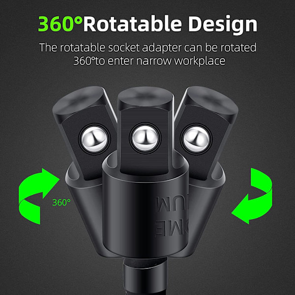 4-delad adapteruppsättning för borrmaskin, 360° roterbar 1/4\" 3/8\"