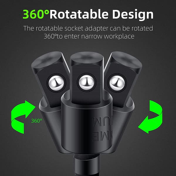 4-delt sett med adaptere for kraftbor, 360° roterbar 1/4\" 3/8\"