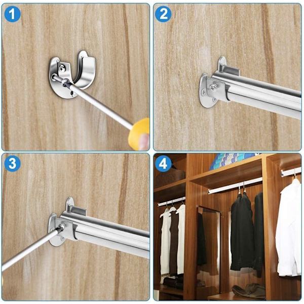 Klesstangsbeslag Garderobe Rustfritt Stål U-Formet Hengerstang Beslag