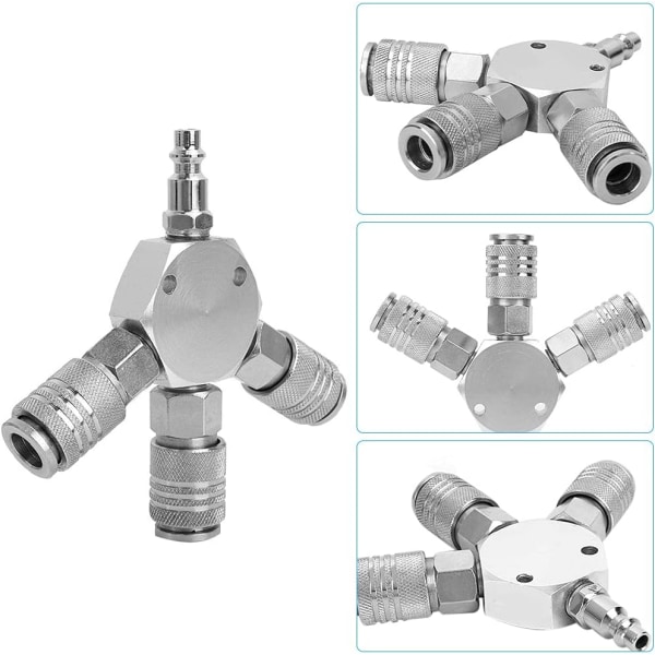 Snabbkopplingssplitter, Snabbluftsslang, 3-vägs Splitter, 3 Positioner