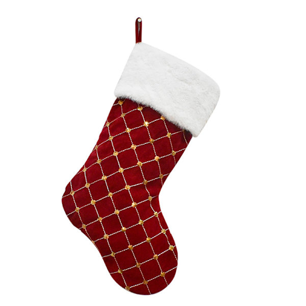2 par Tartan Julsstrumpor med Guldglitter Godispåse Jul