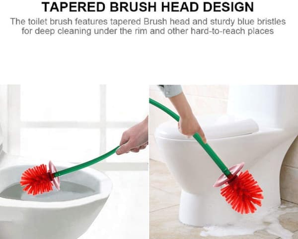 Toalettborste och hållare i plast, körsbärsdesign