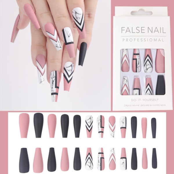 Paket med 9 (216) Press-on Naglar Medium Design, Falska Naglar Almon