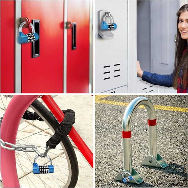 Blå 5-siffrig kodlås (2-pack) - 6,5 x 2,5 cm - Inomhus/Utomhus
