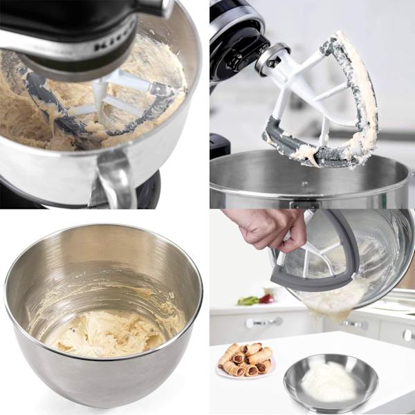 Flex Edge Visp, Mixertillbehör, Tillbehör till Mixer, Passar Tilt-Head Stativmixer Skålar för 4,5-5 Kvarts Skålar, Visp Med