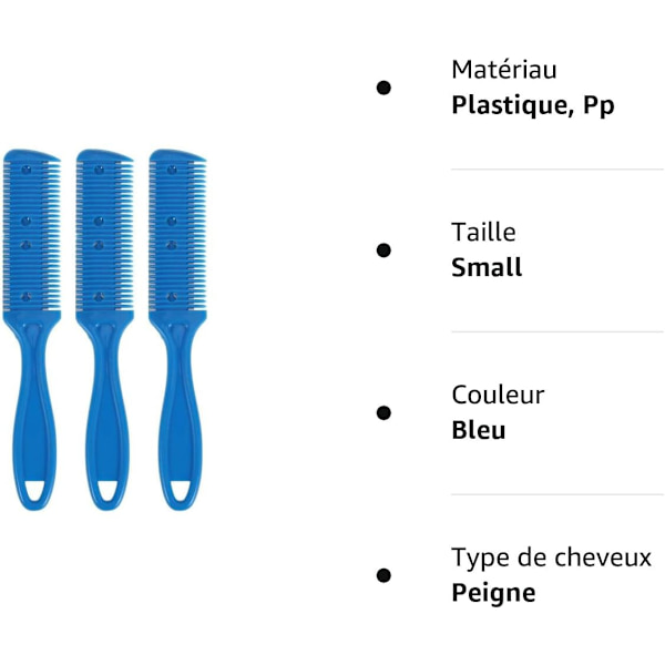 3-pack (Blå) Hårsäkerhetskam, Dubbelsidig Hårsäkerhetskam med