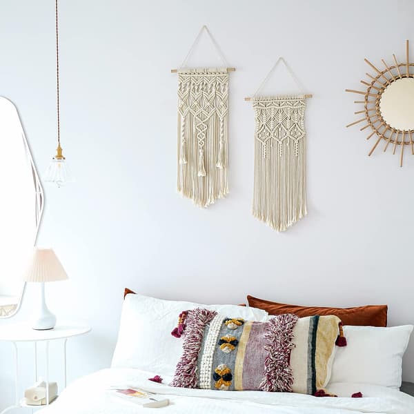 2 st Macrame Väggbonad Boho Hem Chic Bohemian Geometri