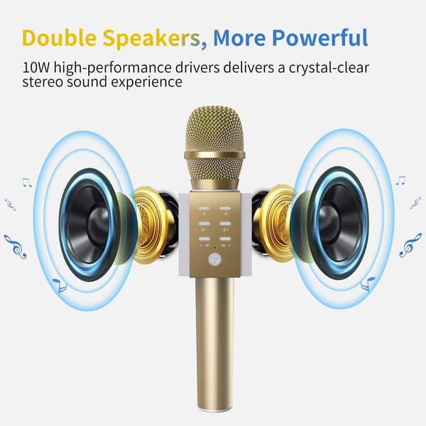Trådlös Bluetooth Karaoke Mikrofon, 10W Större Volym, Mer Bas