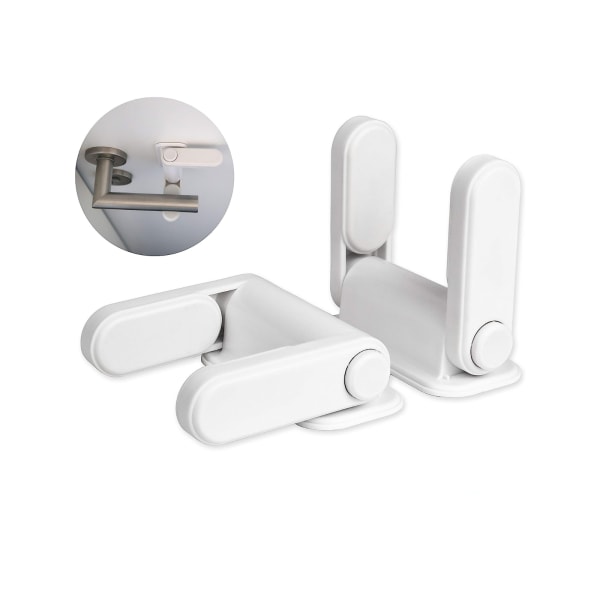 Dörrhandtagslås för dörrspak, 2 delar, vit, dörrlås Anti-