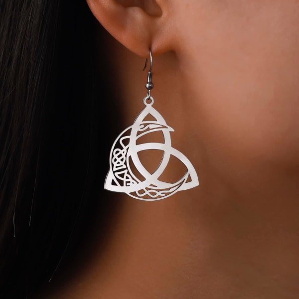 Celtic Trinity Knot örhängen för kvinnor flickor Celtic Knot Crescent
