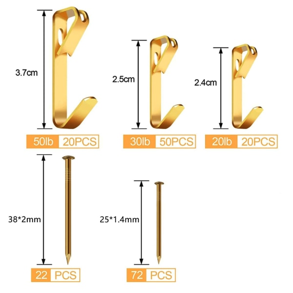 184 Dele Billedeophængningssæt, 20lb, 30lb og 50lb Billedeophæng