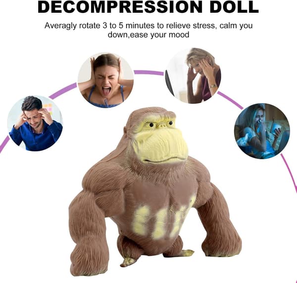 Gorilla Legetøjsfigur, Blød Squishy Elastisk Abe, Latex Fidget Ani