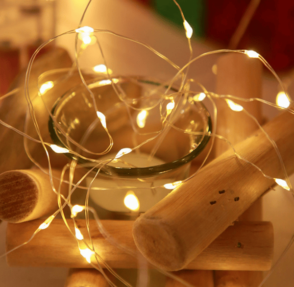Kobbertrådlampe, LED-lysstreng, batterikasselampe, fe-lys