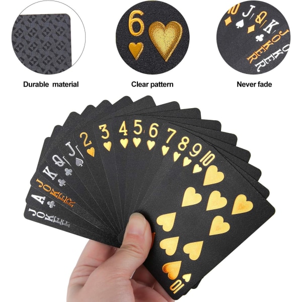 Waterproof Black Gold Foil Playing Cards, Perfect for Magic, Wate