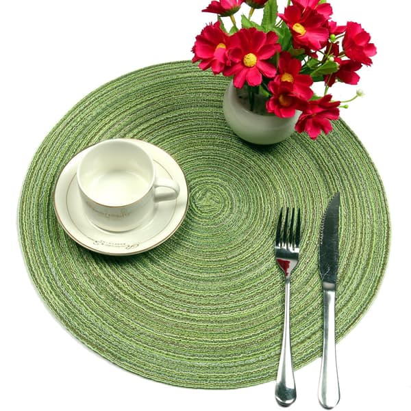 Plassmatter, sett med 6 varmeresistente bomullsvevde plassmatter for middag