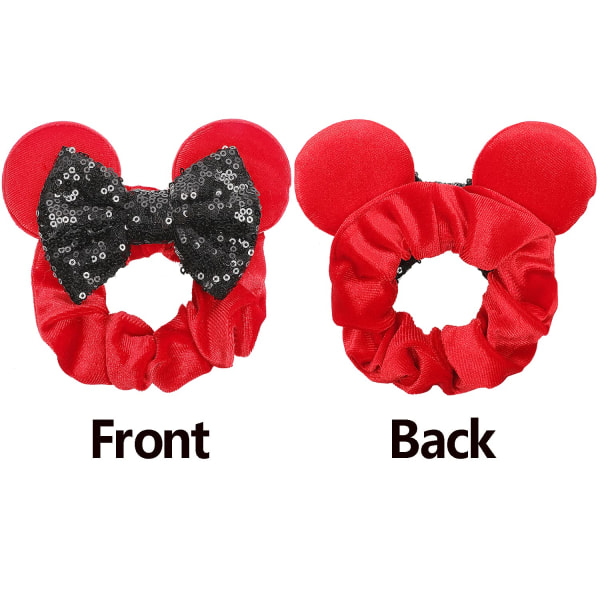 4 stk. Fløjlsmusøre Scrunchies Blanke Sequin Bows Scrunchies C