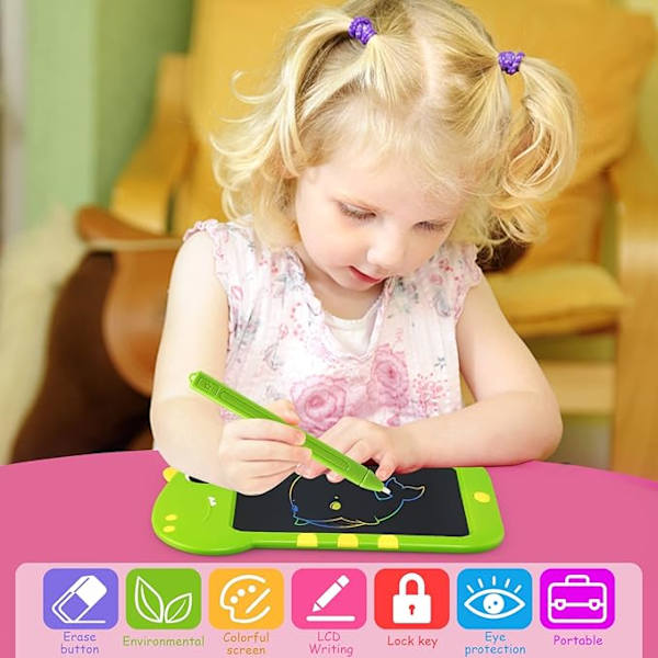 Dinosaur Leketoy for Barn - 9 Tommer LCD Skrive Fargerik Tegning