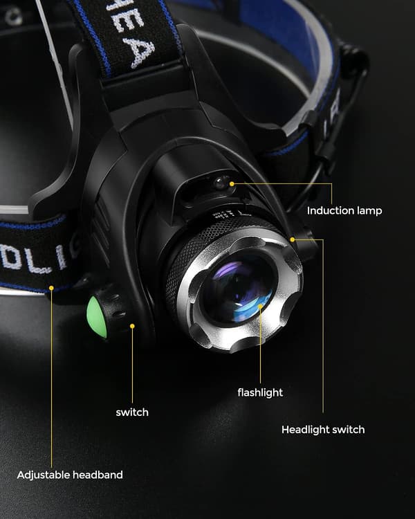Hodelykt Lommelykt, USB Ladbar Led Hodelykt, IPX4 Vanntett
