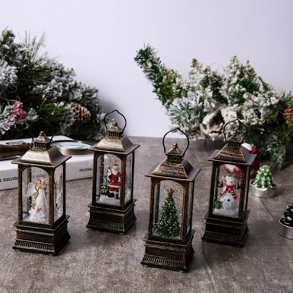 4 stk. Julepynt Lanterner Vintage Henge Snøklode La