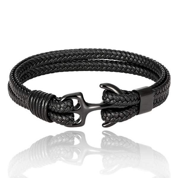 Herrar Vintage Anker Läderarmband Flerskiktsarmband Manschett Wr