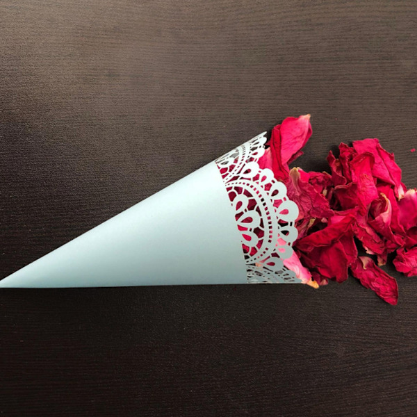 100 kpl Paper Cone -kuviollinen säilytyskulma Konfettikuviolla Valkoinen