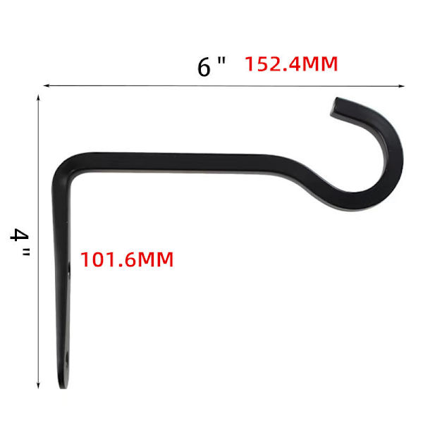 1 x Sort Metallveggkrok - 15 x 10 cm - Hengekurvholdere, F
