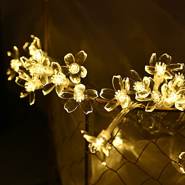 Solcellsstränglampor för utomhus, 6,5m 30 LED-fairylights Blomljus