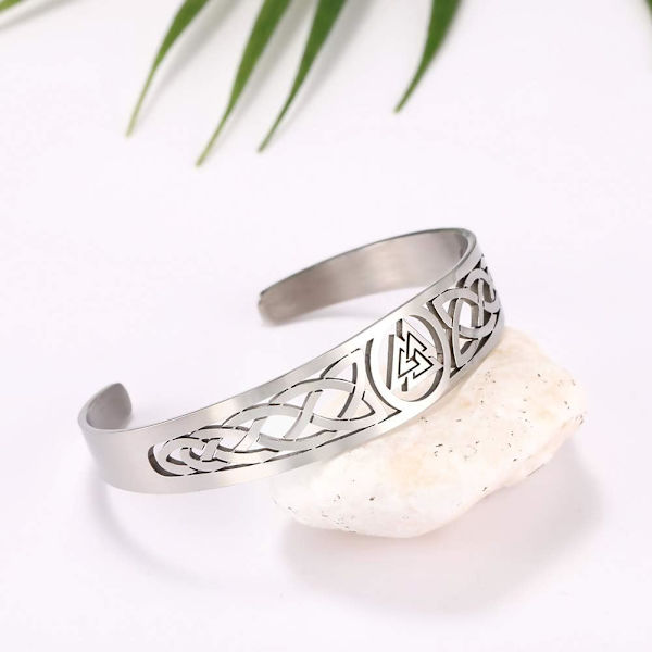 Vikingarmband i rostfritt stål - Valknut Nordisk trippelspiral - F