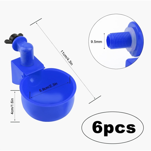 6-pack 3/8\" Automatisk Vattenare, Automatisk Kycklingvattenare, Kyckling