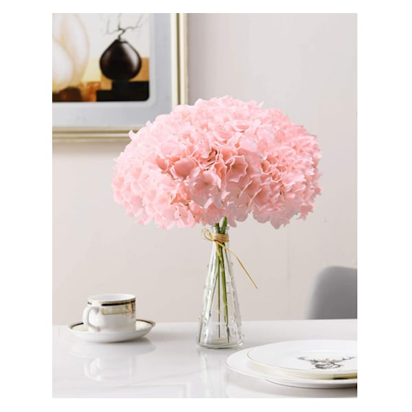 10 stk. lyserøde hortensia silkehovedpose elfenbenshvid fuld hortensia