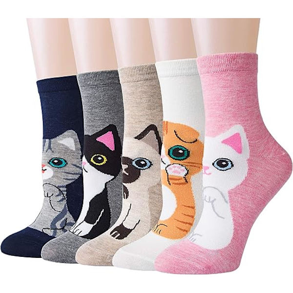 5 Par Damsockor Roliga Söta Djur Damsockor Katt Hund Sockor