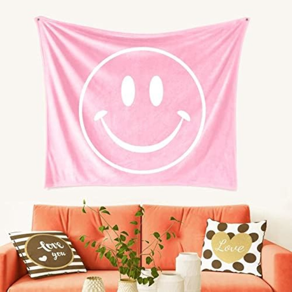 1 Stycke Rosa Smiley Gobeläng - Söt Inredning till Rummet, Flickigt Sovrum, Studie