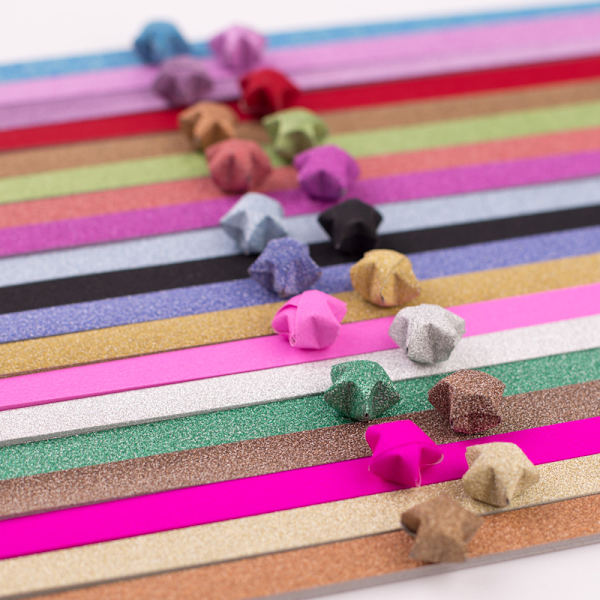 20 farger glitter rosa stjerne papir løk papir folding matt gra