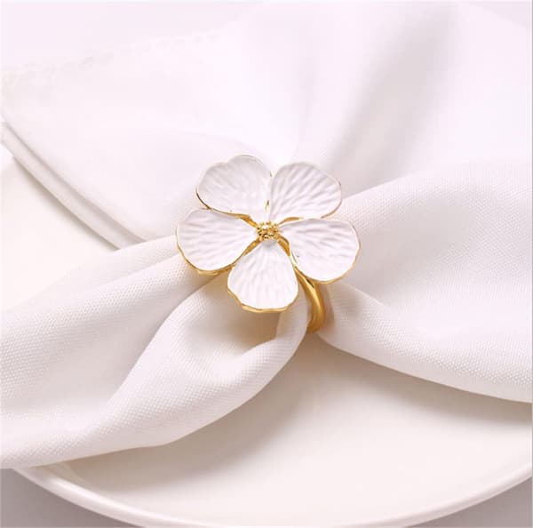 Serviettringer, Blomsterdesign, Hvit DXGHC