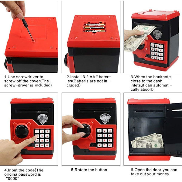 Elektronisk sparegris med automatisk innskudd, Mini ATM Safe Box, Mo