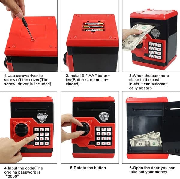Elektronisk Spargris med Automatisk Pengarullning, Mini ATM Säker