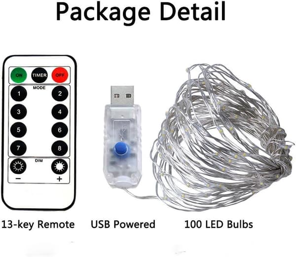 2 Lysguirlander 100 LED 10 Meter Sølvtråd Hvid fro