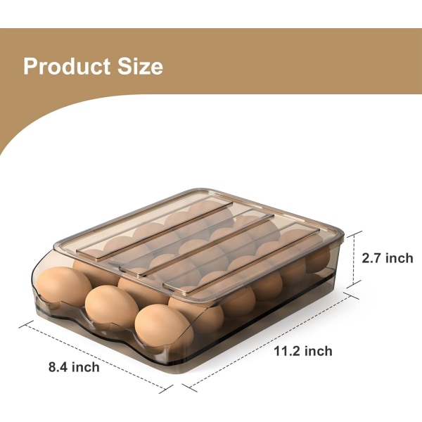 Munan säilytyslaatikko jääkaappiin, kansi, 18 lokeroa, kaltevuussäädöllä