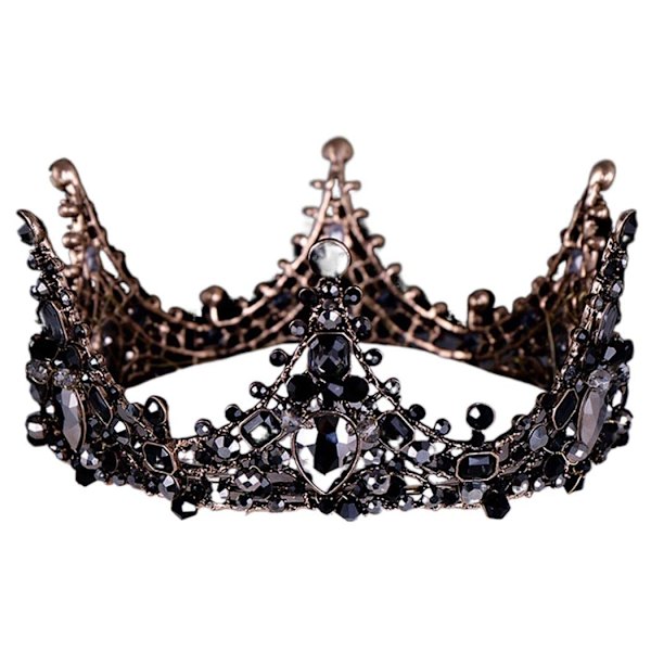 Barokk krone svart brudekrystall tiara krone gotisk bryllup hodeplagg