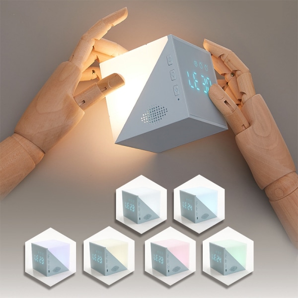 Creative time magic cube vekkerklokke led fargerik nattlys usb