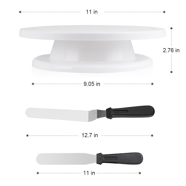 Kakepyntsett med kakefat, 12 nummererte kakepynttips