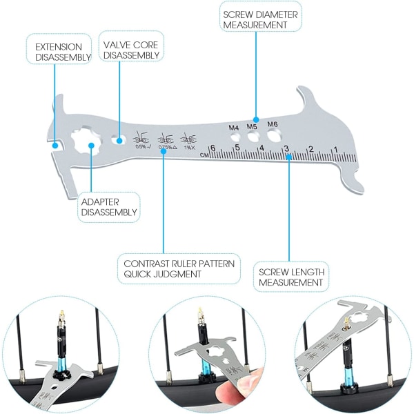 Cykelkedjasslitageindikator Verktyg Linjal Reparation Rostfri kedjemätare Checker slitageindikator för cyklar.