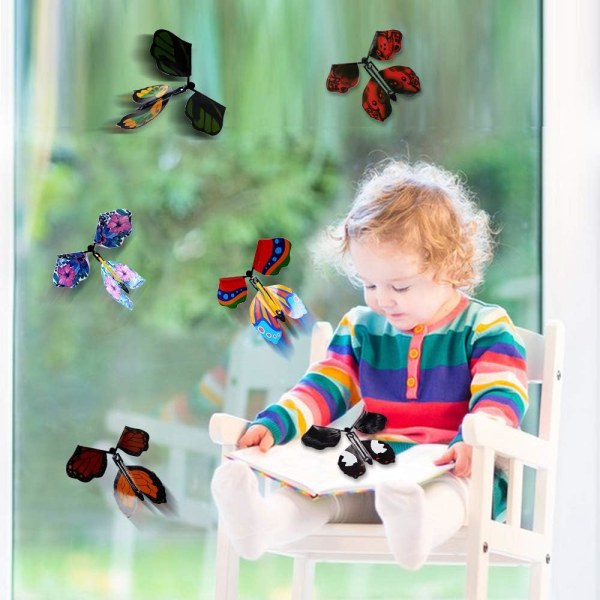 18 stk Magic Fairy Flying Butterfly Wind Up Butterfly gummibånd