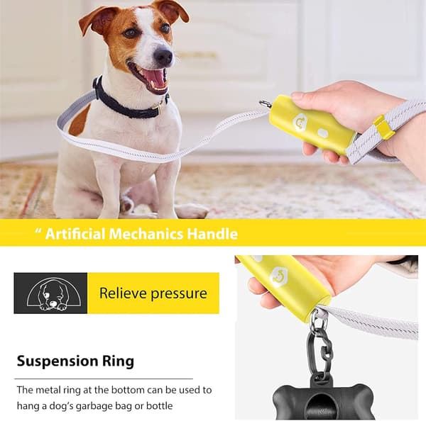 （Svart） Hundkoppel, Justerbart Elastiskt Hundkoppel med Halksäker Handtag