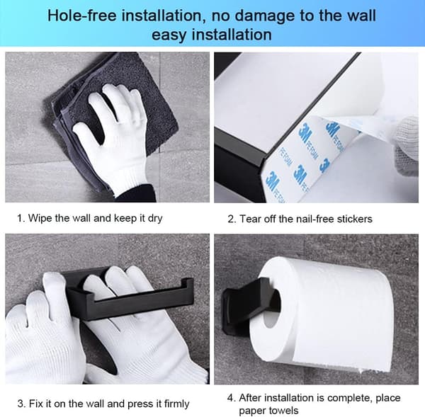 Sort Toiletpapirholder, Rustfrit Stål Rulleholder Toiletpapir
